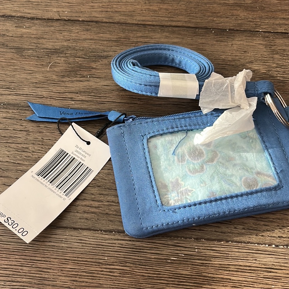 Vera bradley summer rain zip is lanyard